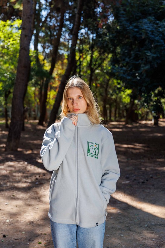 Full Zip Microfleece Jacket Snow Grey