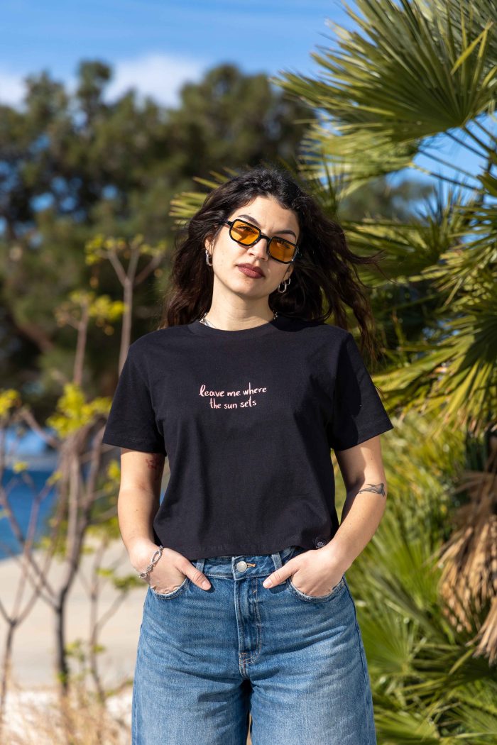 Salty Breeze Crop Oversized Fit Tee Black - Image 1