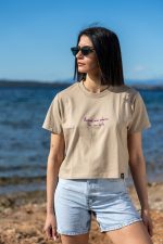 Salty Breeze Crop Oversized Fit Tee Tan