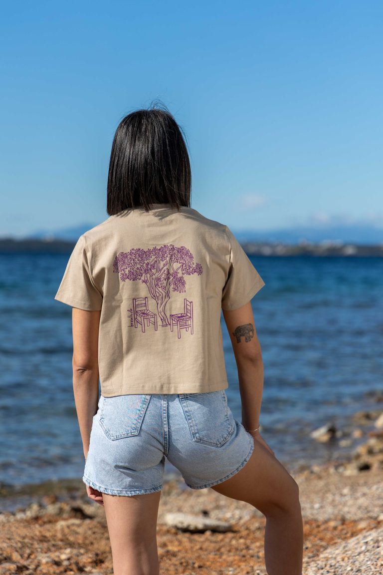 Salty Breeze Crop Oversized Fit Tee Tan