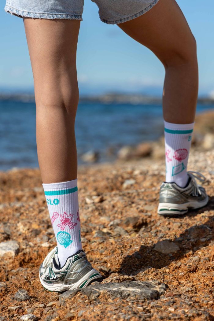 Breath Clo Sea Shell Design Socks White - Image 1