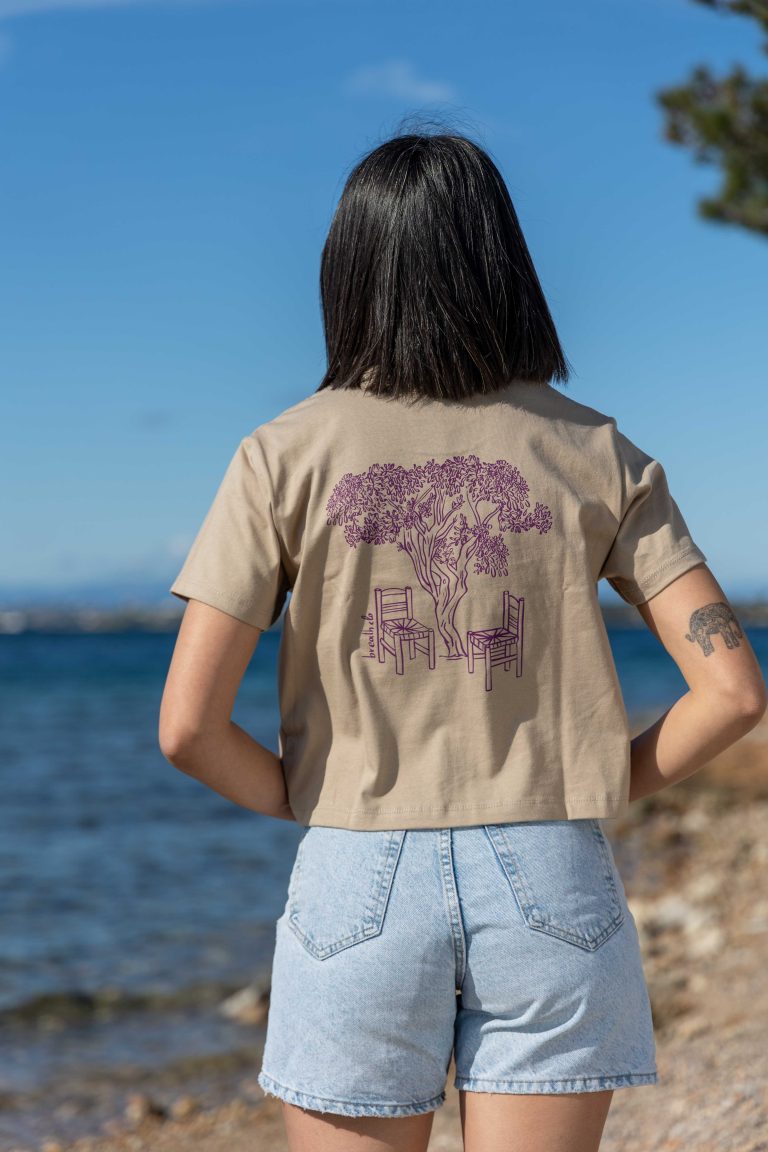 Salty Breeze Crop Oversized Fit Tee Tan