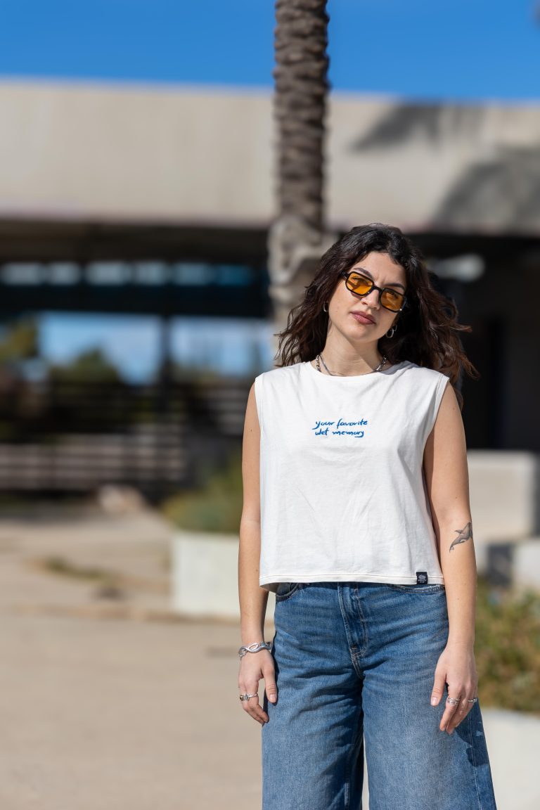 Wet Stories Sleeveless Crop Washed Ivory