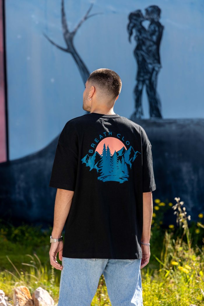Organic Mountain Oversized Heavy Tee Black - Image 1