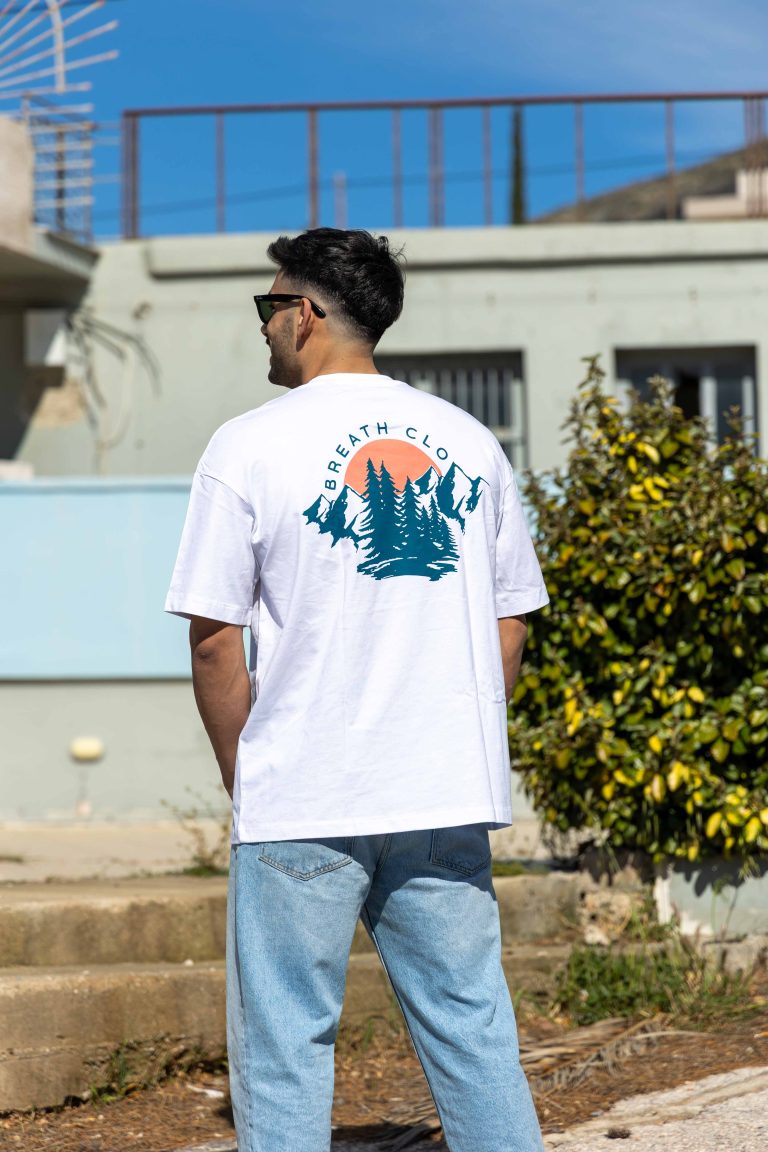 Organic Mountain Oversized Heavy Tee White