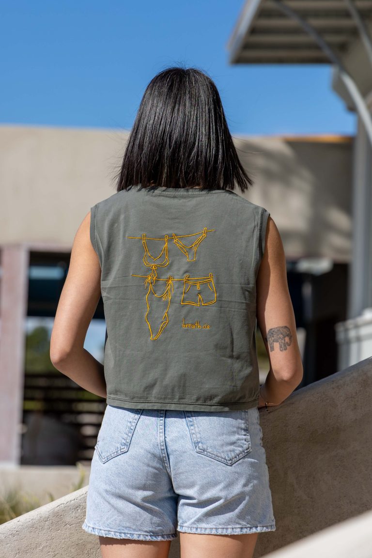 Wet Stories Sleeveless Crop Washed Khaki