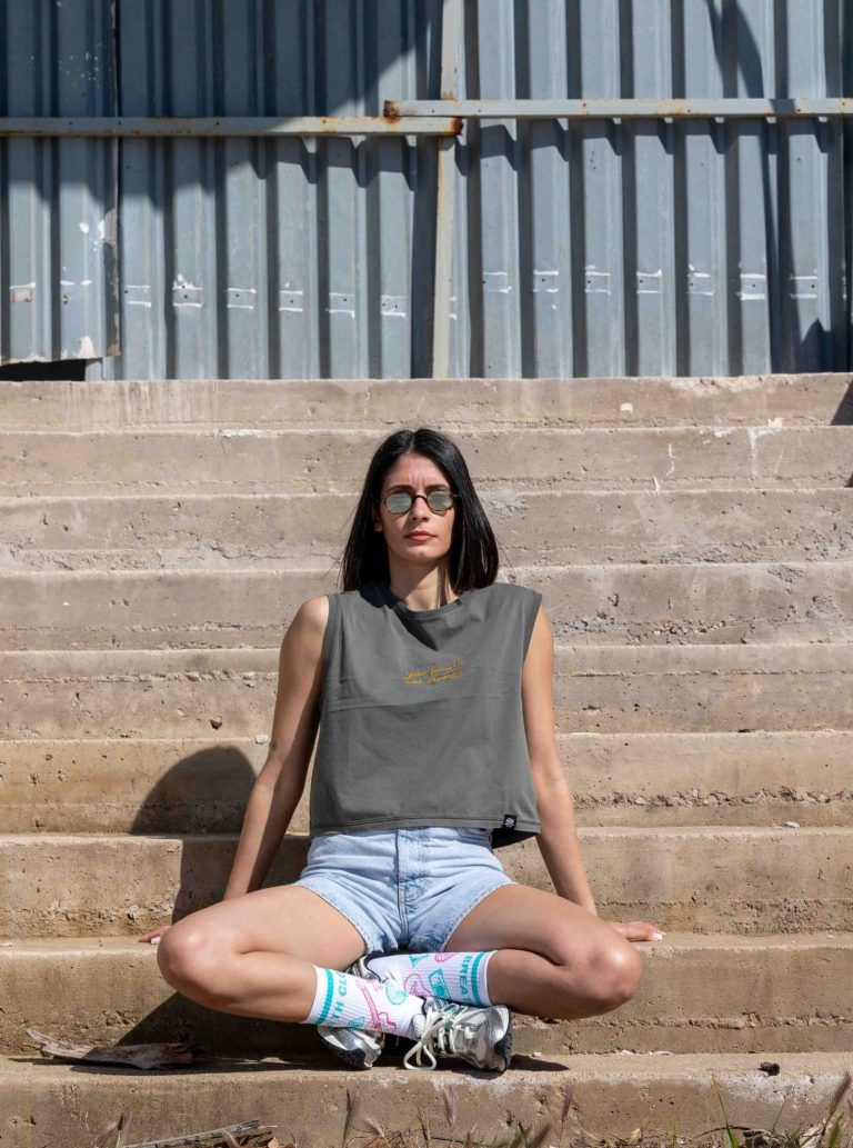 Wet Stories Sleeveless Crop Washed Khaki