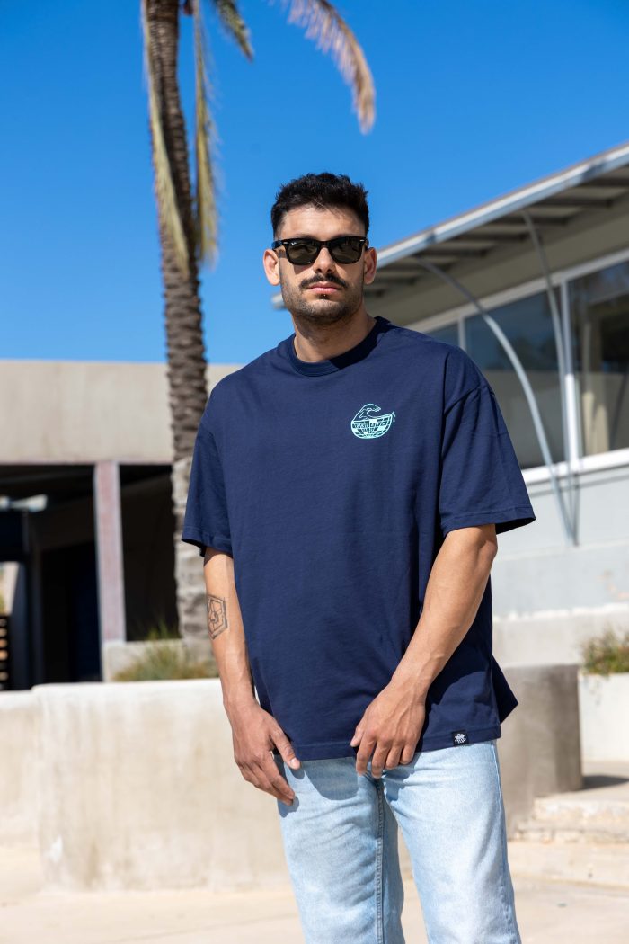Disco Waves Oversized Tee Navy - Image 1
