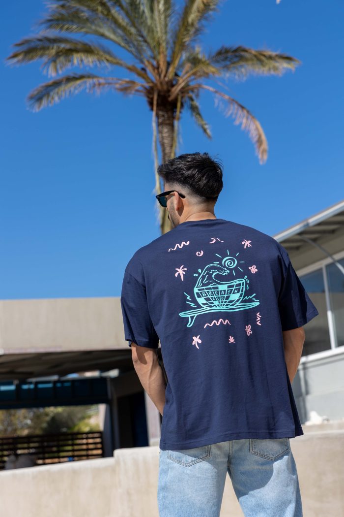 Disco Waves Oversized Tee Navy - Image 4