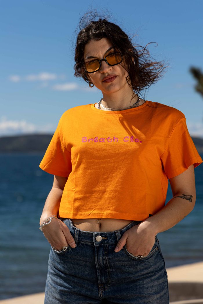 Sea Shell Organic Crop Top Loose Fit Orange - Image 1