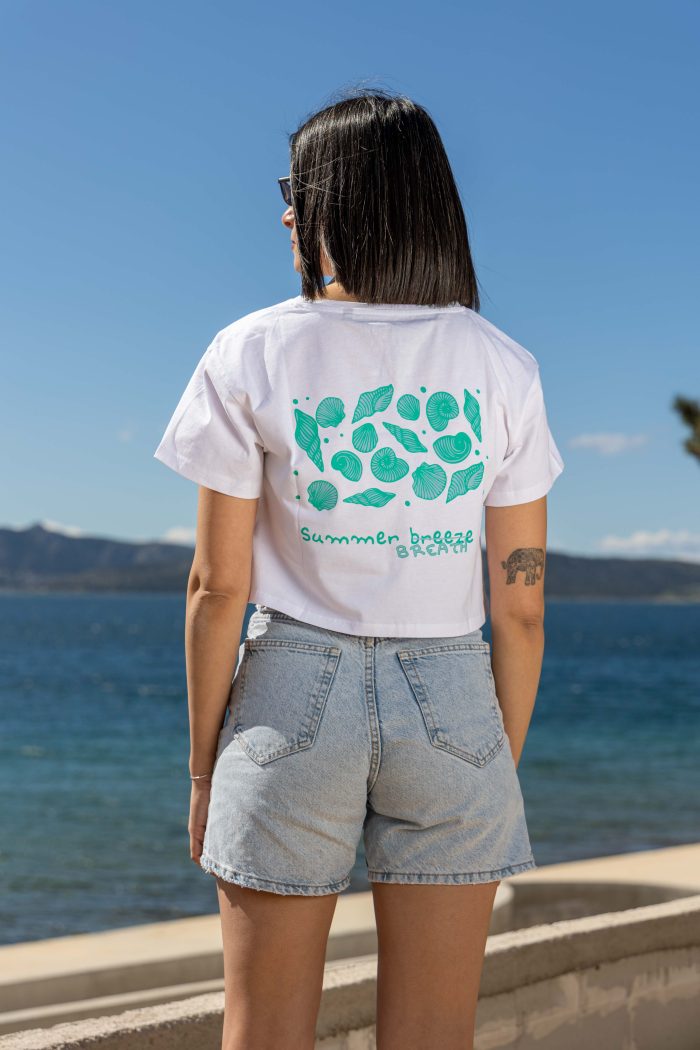 Sea Shell Organic Crop Top Loose Fit White - Image 1